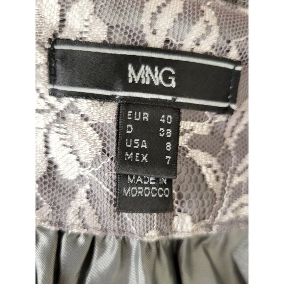 MNG grey and silver floral print lace skirt. Size 8 - Picture 4 of 4